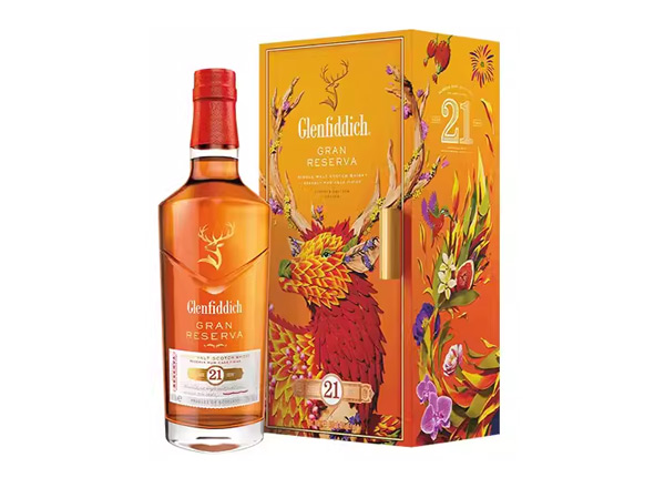 楚雄回收格兰菲迪21年700ml福鹿生花新年装福鹿呈祥新春礼盒装Glenfiddich苏格兰威士忌行情价格